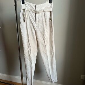 Mango Linen Belted Pants in Size 4